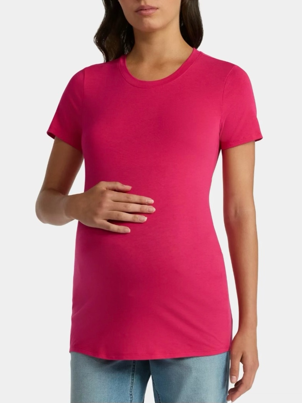 Maternity Non Shirred Tee with Short Sleeves